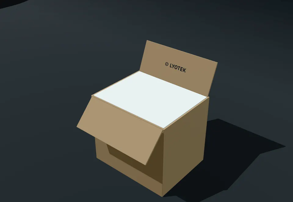 An insulated shipment opened: outer carton, moulded liner, coolant element and a tray holding vials upright.